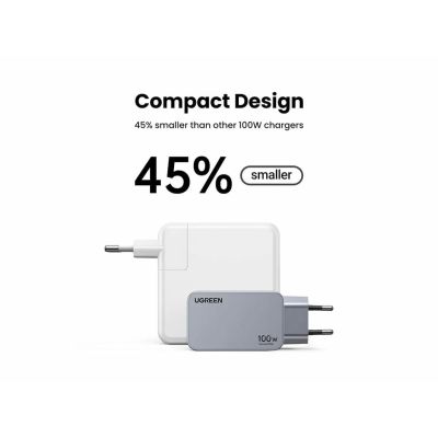 3. Ugreen Nexode Pro EU 3-Port GaN PD Fast Charger With USB-C Cable Uniwersalne Czarny, Szary Prąd przemienny Szybkie ładowanie Wewnętrzna