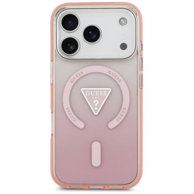 3. Etui Guess IML Gradient Triangle Logo MagSafe na iPhone 17 Pro - różowe