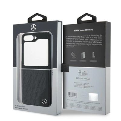 8. Etui Mercedes Leather Wood Imitation MagSafe na Samsung Galaxy Z Flip 6 - czarne
