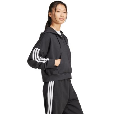 4. Bluza damska adidas Essentials 3-Stripes French Terry Quarter-Zip Hoodie czarna JN1956