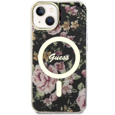 3. Etui Guess Flower MagSafe na iPhone 14 - czarne