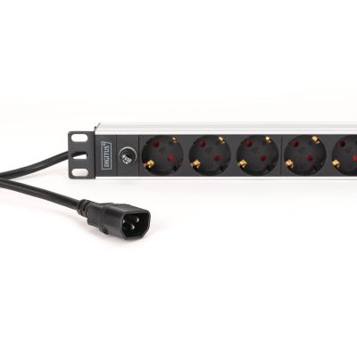 4. Digitus DN-95437 rozdzielacz zasilania PDU 9 x gniazdo sieciowe 1U Czarny, Srebrny