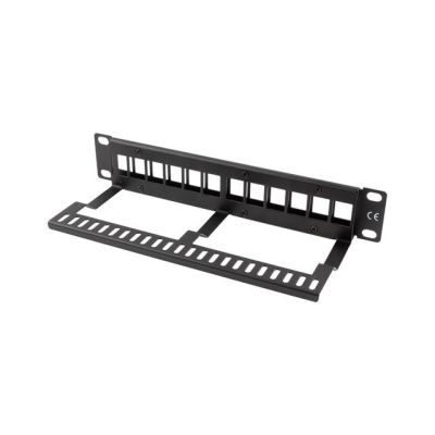 5. LANBERG PATCH PANEL PUSTY 12 PORT 1U 10" Z ORGANIZEREM DO MODUŁÓW KEYSTONE CZARNY PPKS-9112-B