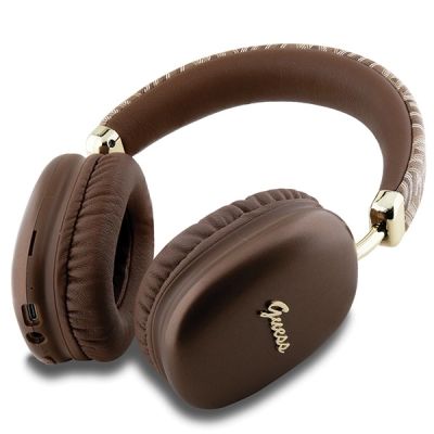 2. Słuchawki nauszne Bluetooth Guess GCube Metallic Script Logo - brązowe