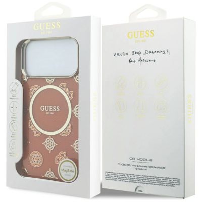 8. Etui Guess IML Peony Dot MagSafe na iPhone 17 Pro Max - pomarańczowe