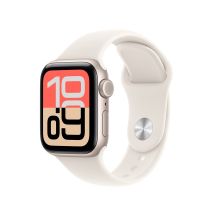 Apple Watch SE 3 GPS + Cellular 40 mm, aluminiowa obudowa w kolorze Starlight z paskiem Starlight Sport Band – rozmiar S/M