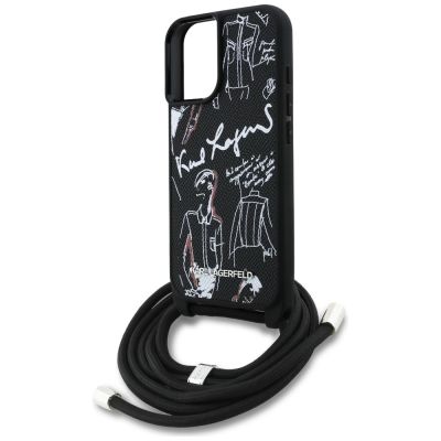 5. Etui Karl Lagerfeld Crossbody Grained Pattern & Logo do iPhone 16 - czarne