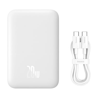 7. Powerbank Baseus Airpow 6000mAh 20W magnetyczny z kablem Baseus Simple USB-C - USB-C 30cm - biały