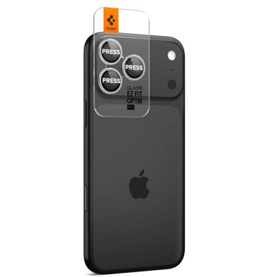 6. Osłona aparatu Spigen Optik Pro GLAS.TR ”EZ FIT” 2-pack na iPhone 16 Pro / Max / 17 Pro / Max - srebrna