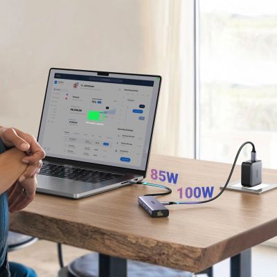 6. HUB Ugreen CM512 15598 6w1 USB-C - 3x USB-A 3.0 / HDMI / RJ45 / USB-C PD - szary