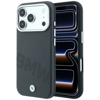 Etui BMW Sign Inclined Deboss Letters MagSafe na iPhone 17 Pro Max / 18 Pro Max - szare
