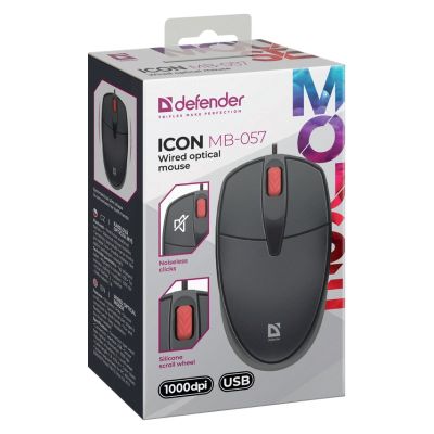 2. DEFENDER MYSZ ICON MB-057 CZARNA OPTICAL 1000dpi 3P
