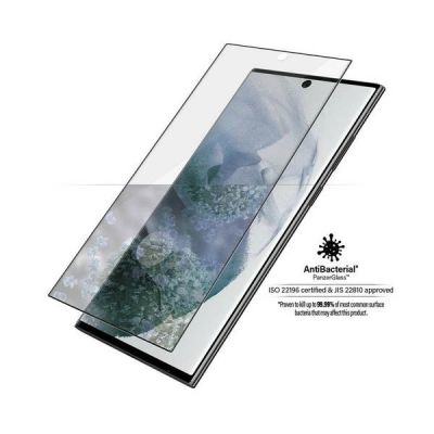 5. Szkło PanzerGlass E2E Microfracture antybakteryjne na Samsung Galaxy S22 Ultra - z czarną ramką