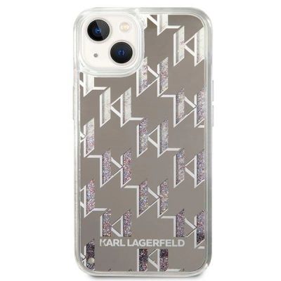 3. Etui Karl Lagerfeld Liquid Glitter Monogram na iPhone 14 - srebrne