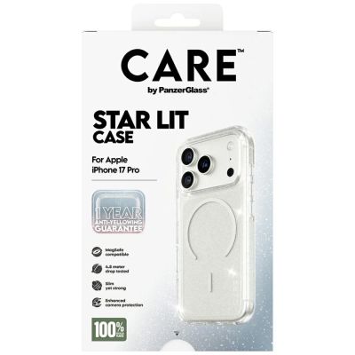 5. Etui CARE by PanzerGlass Flagship Urban Explorer w. White MagSafe na iPhone 17 Pro - przezroczysto-brokatowe