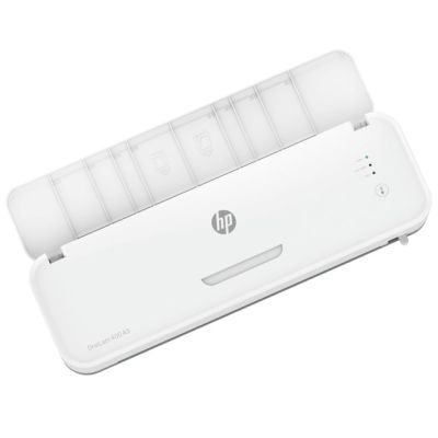 16. HP Laminator ONELAM 400 A3, na zimno/gorąco, zintegrowany trymer, zaokrąglacz rogów, prędkość 40cm/min + 15 folii: 3xA4, 4xA5, 4xA6, 4xB-CARD, biały