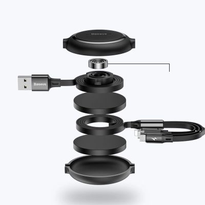 6. Baseus Golden Loop rozwijany kabel 3w1 USB - micro USB / Lightning / USB-C 3.5A 35cm - 120cm czarny (CAMLT-JH01)