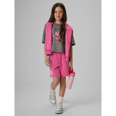 4. T-shirt boxy z nadrukiem dziewczęcy 4F 4FJRAW26TTSHF4239-22S