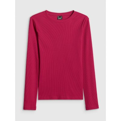 7. Longsleeve slim z prążkowanej dzianiny damski 4F 4FRAW25TLONF656-53S