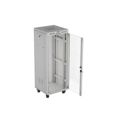 2. LANBERG SZAFA INSTALACYJNA RACK STOJĄCA 19" 32U 600X600 SZARA DRZWI PRZESZKLONE LCD (FLAT PACK) V2