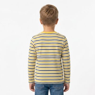 4. Koszulka z długim rękawem Wood Wood Kim Off-white/yellow stripes - 10235409-2323-Stripes