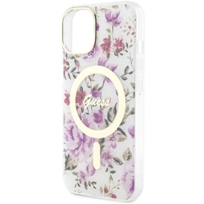6. Etui Guess Flower MagSafe na iPhone 14 Plus - przezroczyste