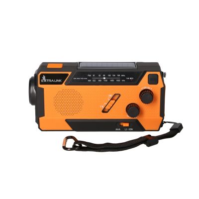 8. Extralink RADIO AWARYJNE SOLARNE Z KORBKA DYNAMO POWERBANK 4000MAH Z LATARKA SOS SR-4000 Przenośny Analogowy Czarny, Pomarańczowy