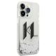 4. Etui Karl Lagerfeld Liquid Glitter Big KL na iPhone 14 Pro - srebrne