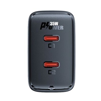4. Szybka ładowarka sieciowa GaN 35W PD 2x USB C Acefast A49 - czarna