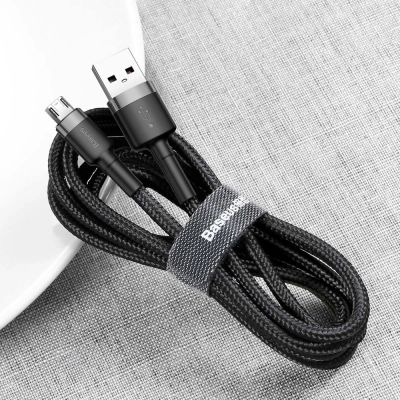 8. Kabel Baseus Cafule Cable CAMKLF-CG1 USB-A / micro USB 1.5A 2 m - czarno-szary
