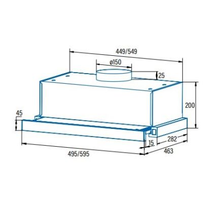 2. CATA TFB-5160 X Hood, Energy efficiency class C, Width 59.5 cm, Max 297 m3/h, Mechanical control, LED, Stainless steel CATA