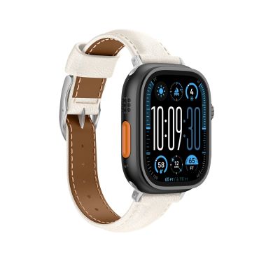 3. Skórzany pasek AMAZINGTHING Class Band do Apple Watch 45 / 46 / 49 mm - jasnobeżowy