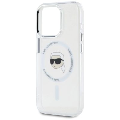 6. Etui Karl Lagerfeld IML Metal Karl Head MagSafe do iPhone 15 Pro biały