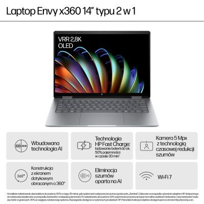 33. HP Envy x360 14-fa0016nw Ryzen 7 8840HS 14"WUXGA Touch 300nits 16GB LPDDR5-6400 SSD512 Radeon 780M Cam 5 Mpx IR 59Wh Win11 Meteor Silver Aluminum 2Y
