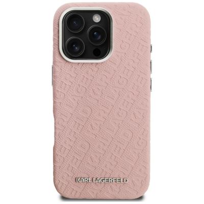 3. Etui Karl Lagerfeld FW Stamped Karl MagSafe na iPhone 16 Pro Max - różowe