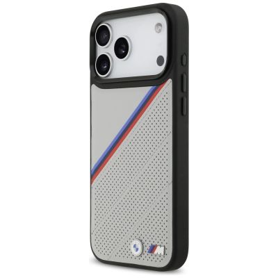 2. Etui BMW M Tricolor Metal Logo MagSafe do iPhone 17 Pro Max - szare