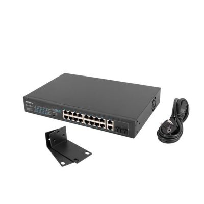 10. LANBERG SWITCH RACK 19" 16X 100MB POE+/2X COMBO GIGABIT 250W NIEZARZĄDZALNY RSFE-16P-2C-250
