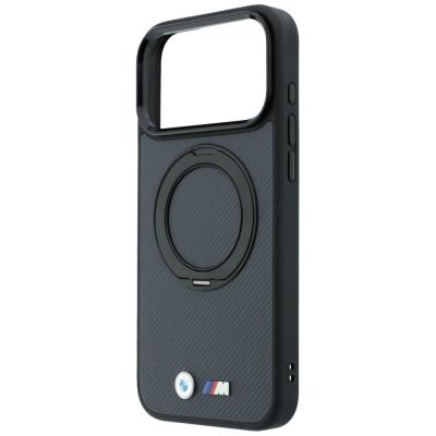 6. Etui BMW Kevlar Ring Stand 360 MagSafe na iPhone 18 Pro / 17 Pro - ciemnoszare