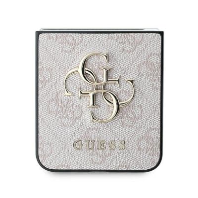 5. Etui Guess Leather 4G Metal Logo na Samsung Galaxy Z Flip 6 - różowe