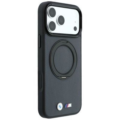 4. Etui BMW Kevlar Ring Stand 360 MagSafe na iPhone 18 Pro Max / 17 Pro Max - ciemnoszare