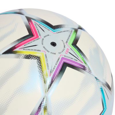 4. Piłka nożna adidas UCL League J350 26/27 League Stage biało-błękitna KE9768
