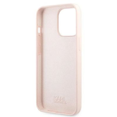 7. Etui Karl Lagerfeld Silicone Ikonik Karl&Choupette MagSafe na iPhone 13 Pro / iPhone 13 - jasnoróżowe