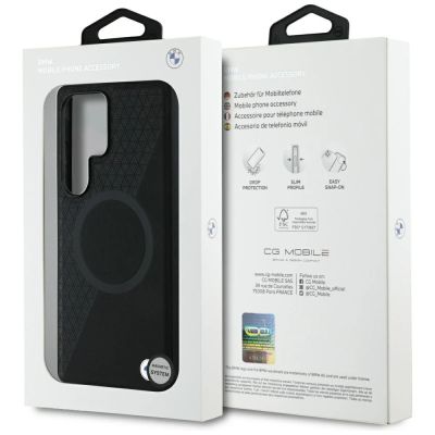 8. Etui BMW Leather Half Textured MagSafe na Samsung Galaxy S25 Ultra - czarne