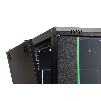 7. Szafa sieciowa wisząca DYNAmic 19" 9U rack 600x600, drzwi szyba, czarny, niedzielona, złożona, 60kg