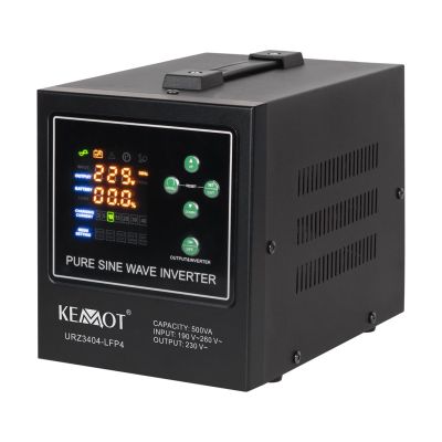 4. Zasilacz awaryjny KEMOT PROsinus-500-LFP4  przetwornica z czystym przebiegiem sinusoidalnym i funkcją ładowania  12V 230V 500VA/300W