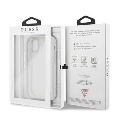 7. Etui Guess Glitter na iPhone 11 Pro Max - srebrne