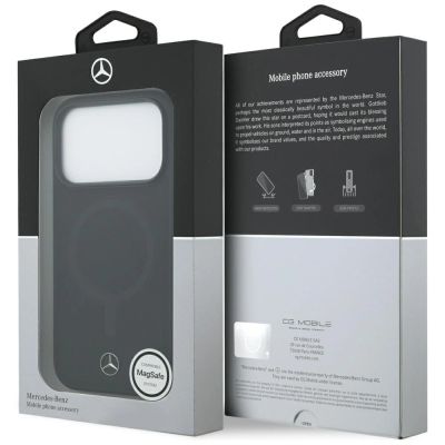 8. Etui Mercedes Plain Smooth Leather MagSafe do iPhone 17 Pro - czarne