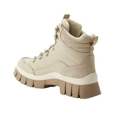 3. Lee Cooper buty zimowe damskie beżowe botki ocieplane trzewiki