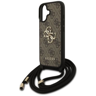 5. Etui Guess 4G Big Logo Cord Stap Crossbody na iPhone 17 - brązowe