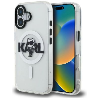Etui Karl Lagerfeld IML Karl Sketch Logo MagSafe na iPhone 16 - przezroczyste